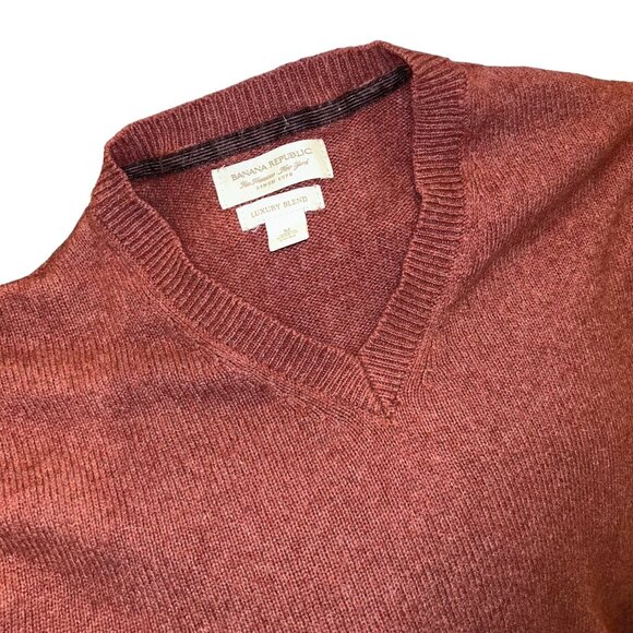 banana republic luxury deep terracotta rabbit hair angora v-neck FALL sw… - Picture 3 of 4